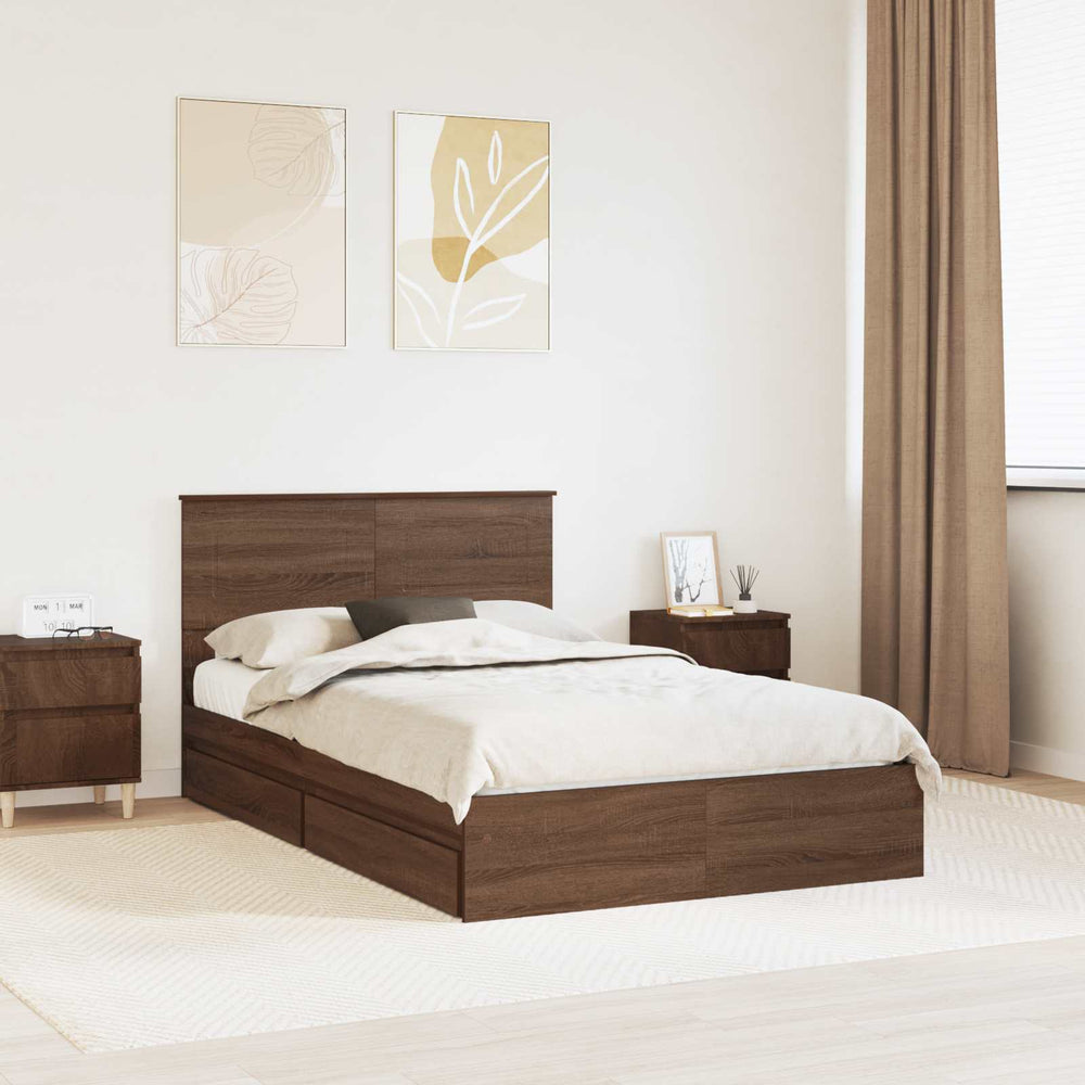 Aufbewahrungsbett 120x200 cm Braun Eichen-Optik
