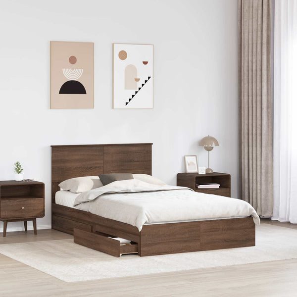 Aufbewahrungsbett 120x200 cm Braun Eichen-Optik