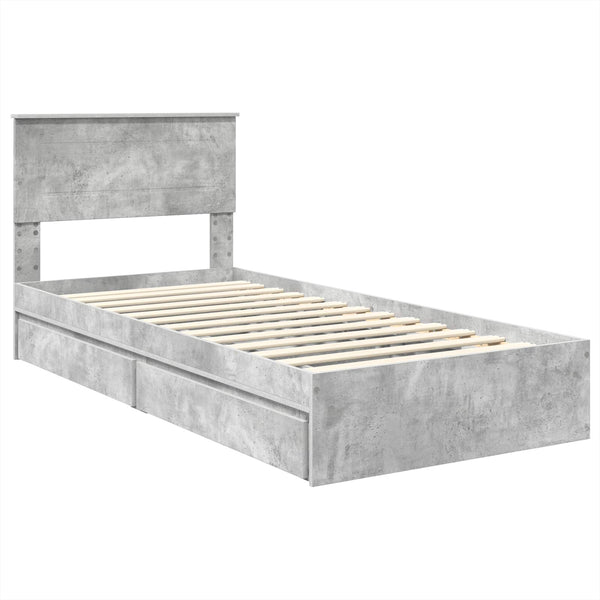 Stauraumbett Beton Grau 90x200 cm