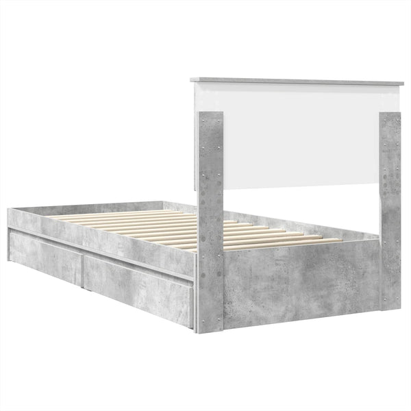 Stauraumbett Beton Grau 90x200 cm