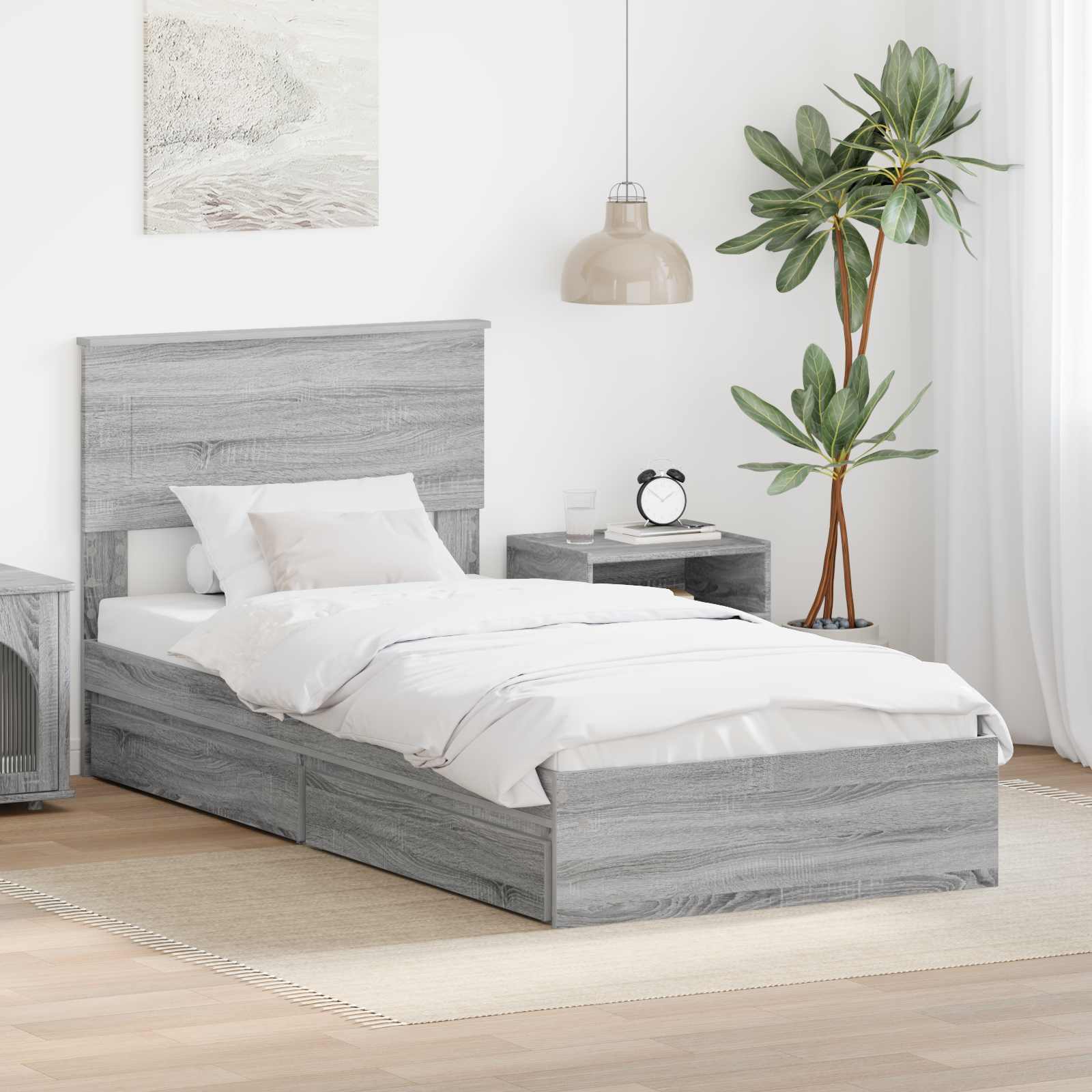 Aufbewahrungsbett Grau 100x200 cm