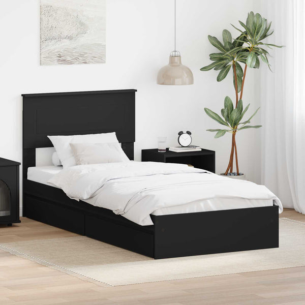 Aufbewahrungsbett Schwarz 90x190 cm