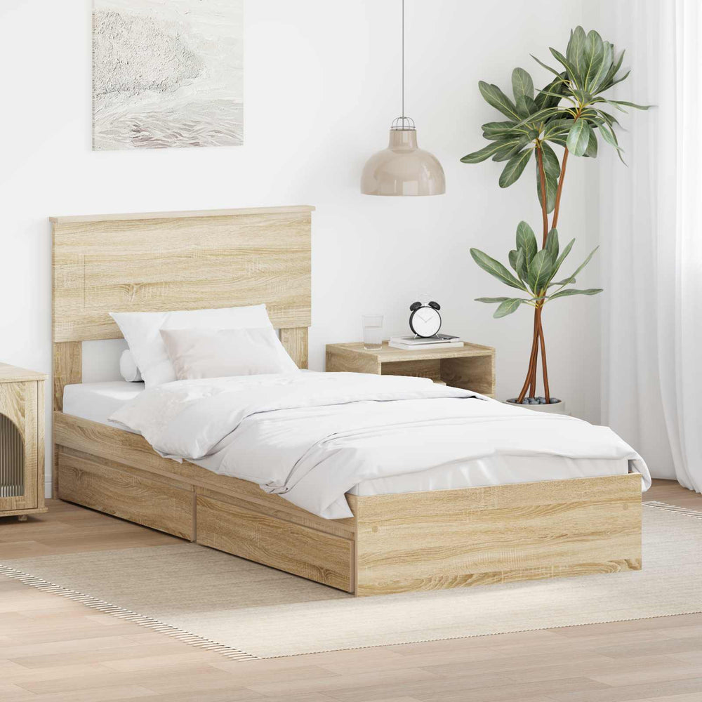 Stauraumbett Sonoma-Eiche 90x190 cm
