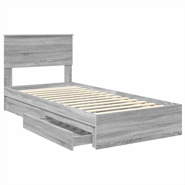 Stauraumbett 90x190 cm Grau Sonoma
