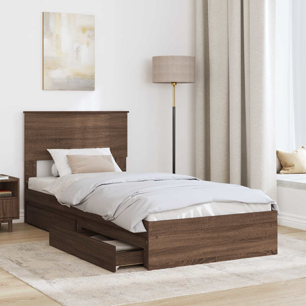 Aufbewahrungsbett 90x190 cm Braun Eiche