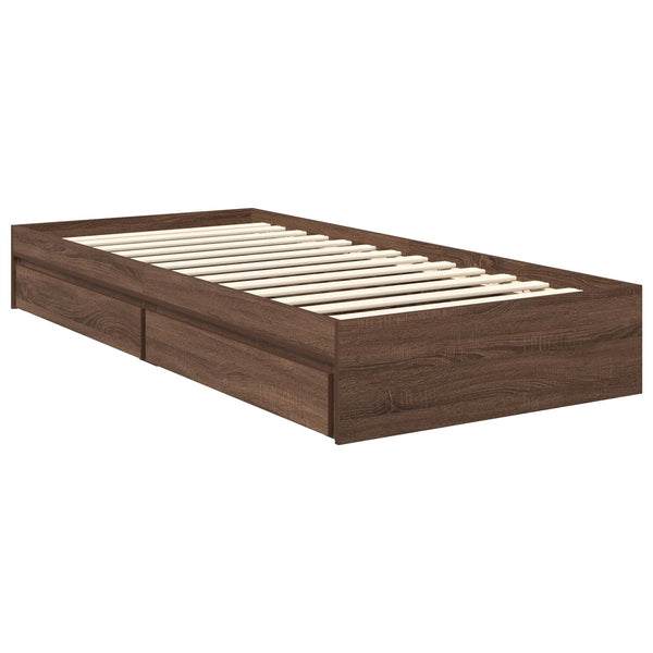 Aufbewahrungsbett 90x190 cm Braun Eiche