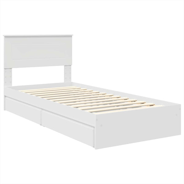 vidaXL Lit de rangement avec tête de lit Blanc 90 x 200 cm Bois d'ingénierie
