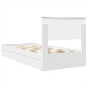 vidaXL Lit de rangement avec tête de lit Blanc 90 x 200 cm Bois d'ingénierie