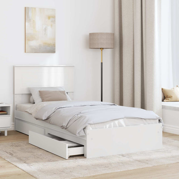 Stauraumbett mit Kopfteil 75x190 cm, Weiß