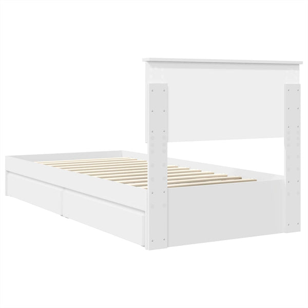 Stauraumbett mit Kopfteil 75x190 cm, Weiß