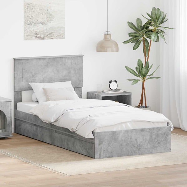 Stauraumbett Beton Grau 70x190 cm