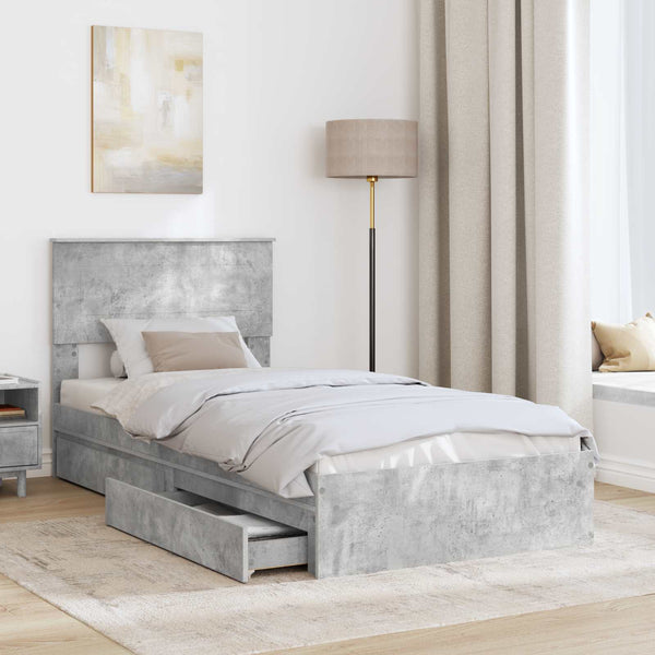 Stauraumbett Beton Grau 70x190 cm