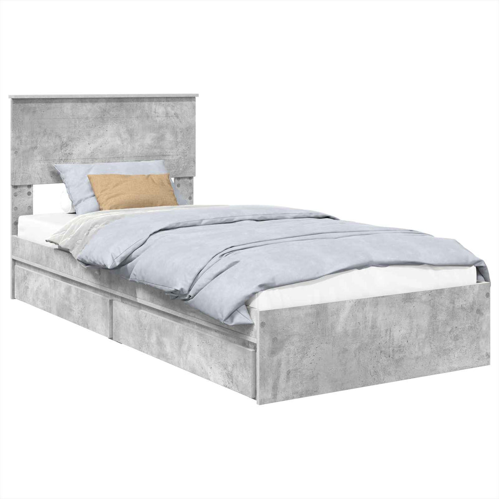 Stauraumbett Beton Grau 70x190 cm