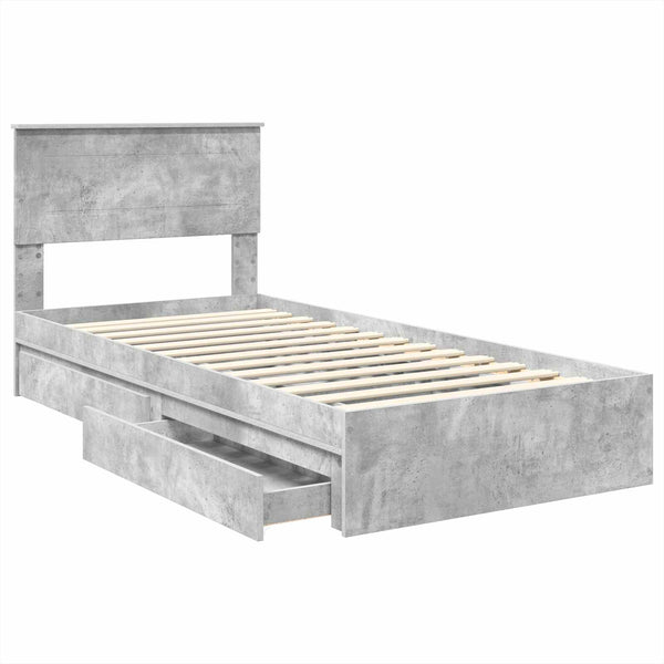 Stauraumbett Beton Grau 70x190 cm