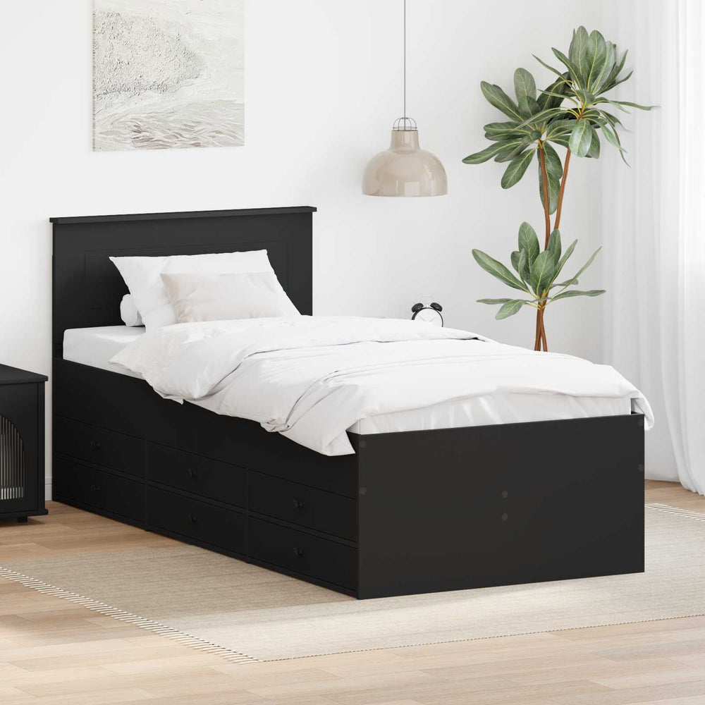 Tagesbett Schwarz mit Schubladen 100x200 cm