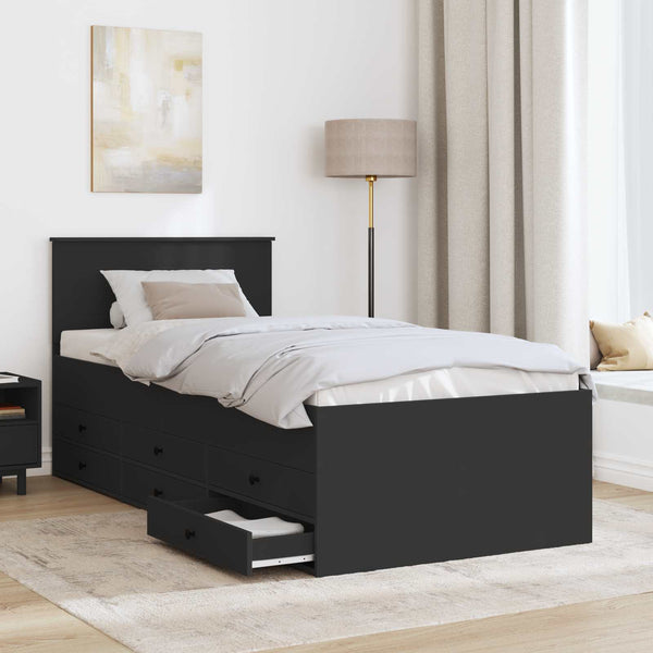 Tagesbett Schwarz mit Schubladen 100x200 cm