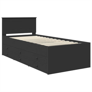 Tagesbett Schwarz mit Schubladen 100x200 cm
