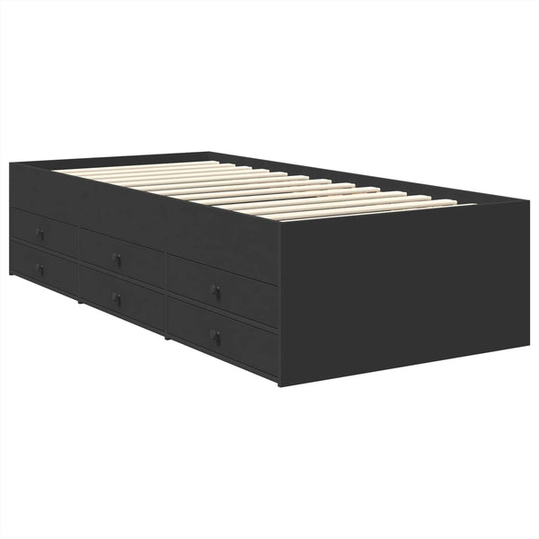 Tagesbett Schwarz mit Schubladen 100x200 cm