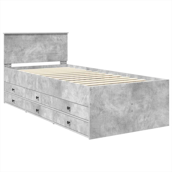vidaXL Lit de repos gris et noir béton 100 x 200 cm Bois d'ingénierie