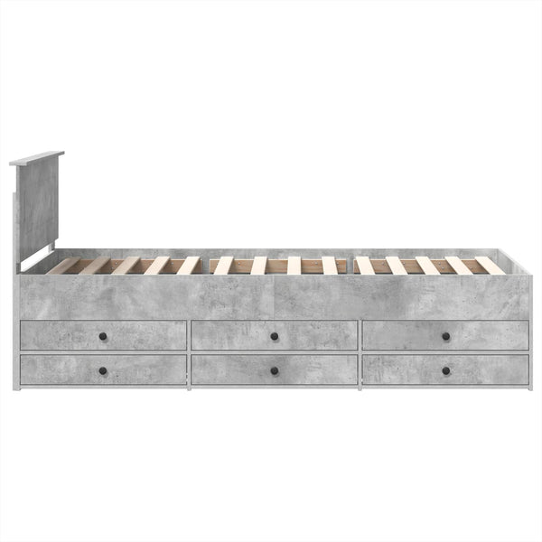 vidaXL Lit de repos gris et noir béton 100 x 200 cm Bois d'ingénierie