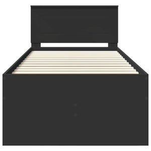 Tagesbett Schwarz mit Schubladen 90x190 cm