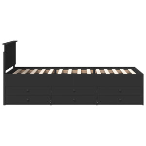 Tagesbett Schwarz mit Schubladen 90x190 cm