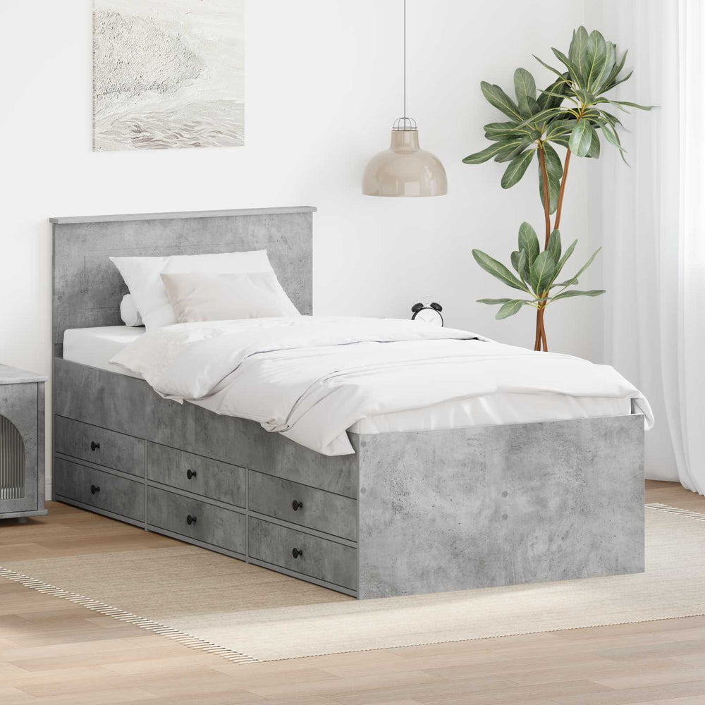 Tagesbett 90x190 cm Beton Grau/Schwarz