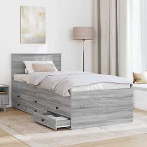 vidaXL Lit de repos gris sonoma et noir 90 x 190 cm en bois d'ingénierie