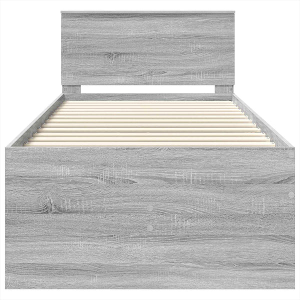 vidaXL Lit de repos gris sonoma et noir 90 x 190 cm en bois d'ingénierie
