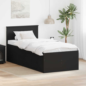 Tagesbett Schwarz mit Schubladen 90x200 cm