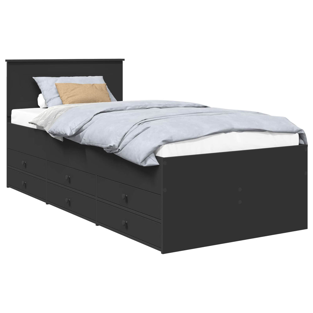 Tagesbett Schwarz mit Schubladen 90x200 cm
