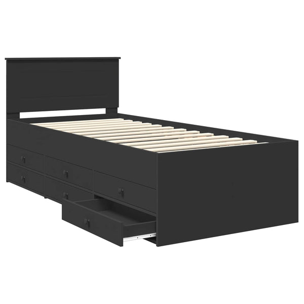 Tagesbett Schwarz mit Schubladen 90x200 cm