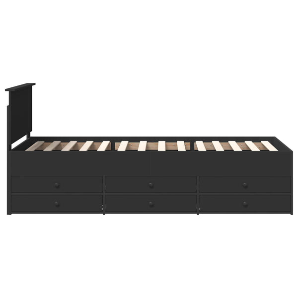 Tagesbett Schwarz mit Schubladen 90x200 cm