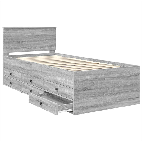 vidaXL Lit de repos gris Sonoma et noir 90 x 200 cm en bois d'ingénierie