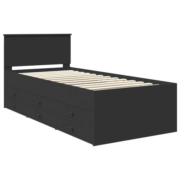 Schwarzes Tagesbett mit Schubladen 75x190 cm