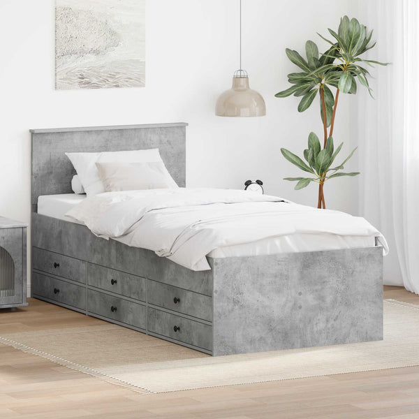 Tagesbett 70x190 cm Beton Grau/Schwarz