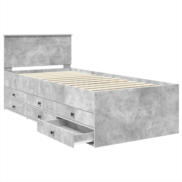 Tagesbett 70x190 cm Beton Grau/Schwarz