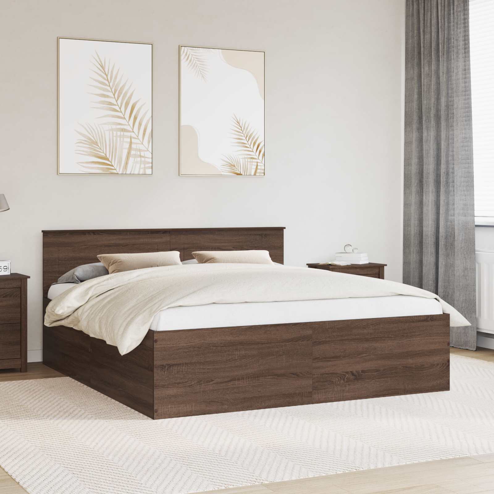 Bettrahmen 200x200 Braun Eiche Holzwerkstoff