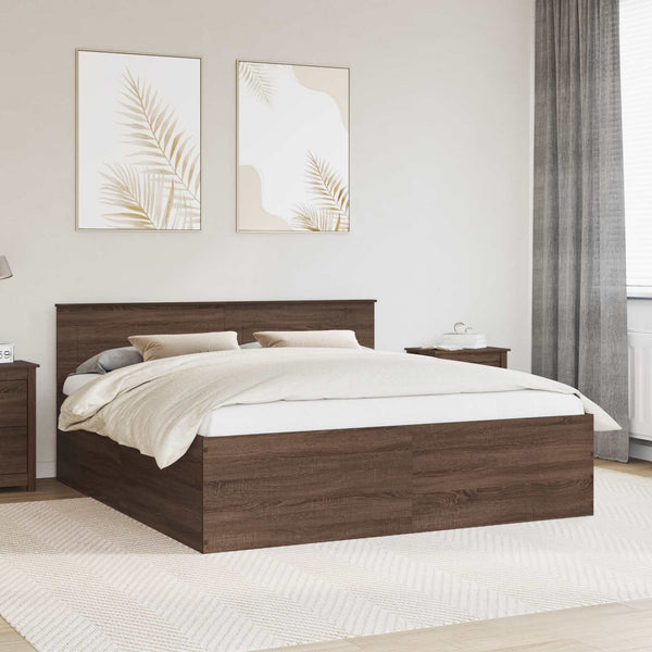 Bettrahmen 200x200 Braun Eiche Holzwerkstoff