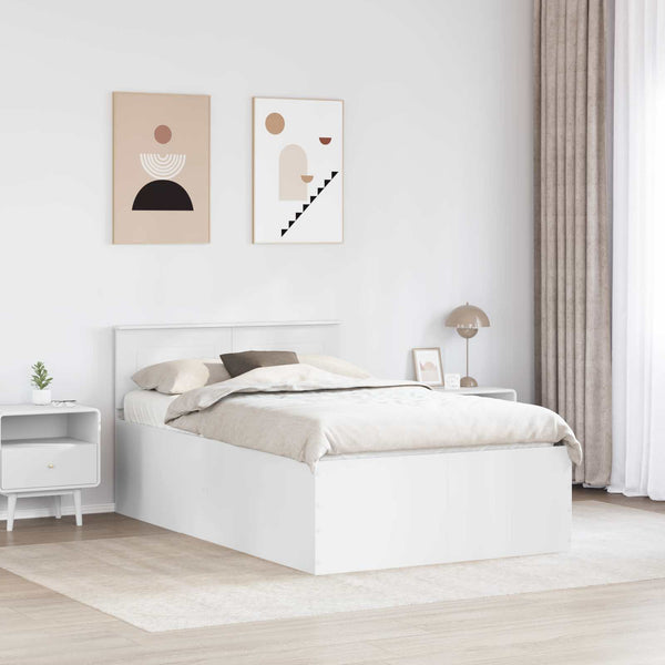 Bettrahmen Weiß mit Kopfteil 135x190 cm