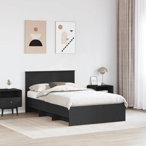 Schwarzes Bettgestell mit Kopfteil 137x203 cm