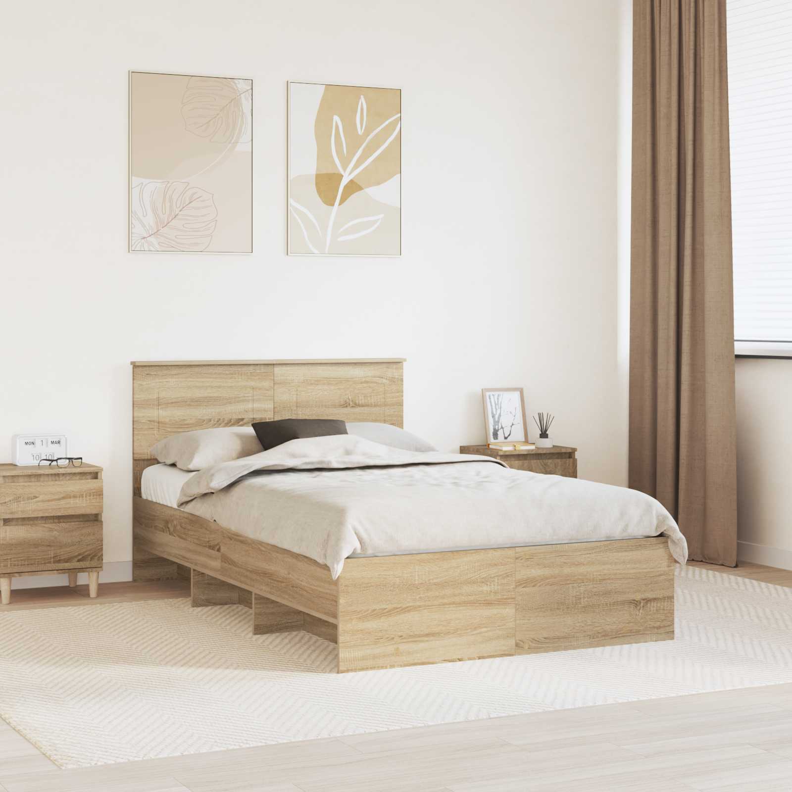Bettrahmen Sonoma-Eiche 137x203 cm mit Kopfteil