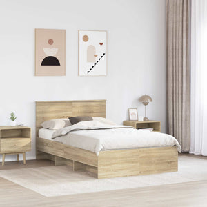 Bettrahmen Sonoma-Eiche 137x203 cm mit Kopfteil