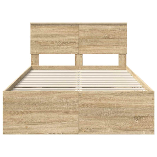 Bettrahmen Sonoma-Eiche 137x203 cm mit Kopfteil