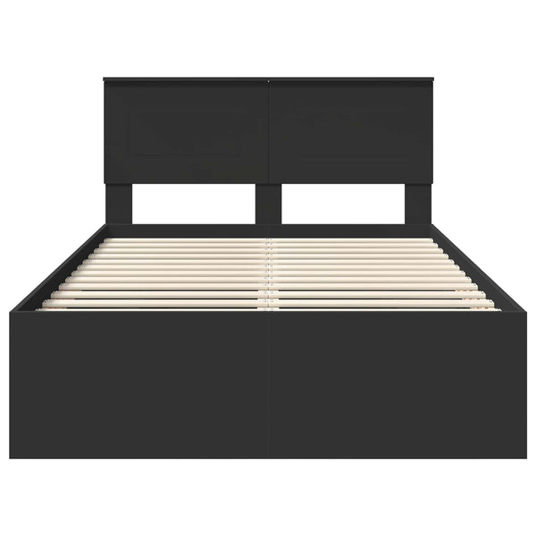 Schwarzer Bettrahmen mit Kopfteil 120x123 cm
