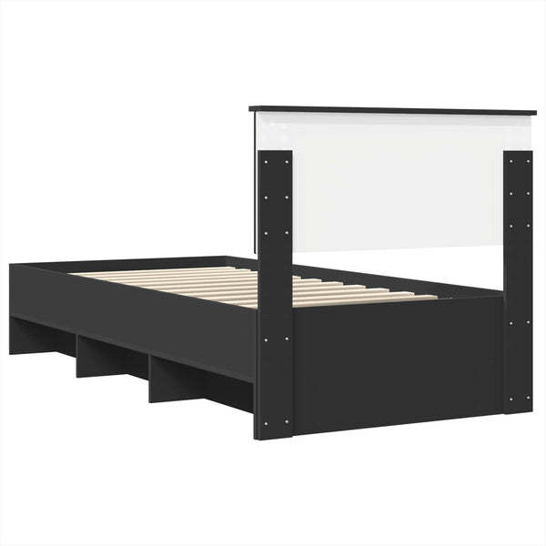 Schwarzer Bettrahmen mit Kopfteil 80x200 cm
