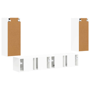 TV Wandregal Set Weiß Holzwerkstoff 4-teilig