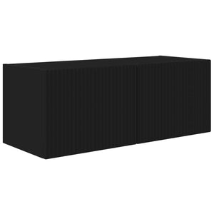 TV Wandregal Set Schwarz Holz