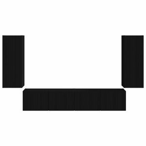 TV Wandregal Set Schwarz Holz