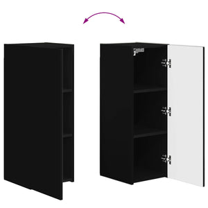 TV Wandregal Set Schwarz Holz